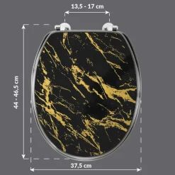 Abattant WC 18 pouces MDF effet marbre Aquamarbre Noir