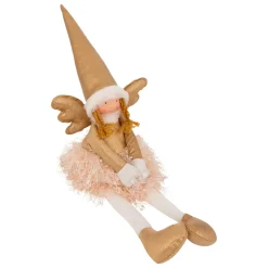 Ange de Noël lumineux à piles (H48 cm) Fée clair de lune assise Dorée