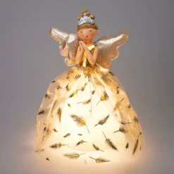Ange de Noël lumineux à piles (H36 cm) Mendhy plumage Blanc