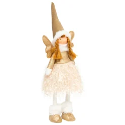 Ange de Noël lumineux à piles (H48 cm) Fée clair de lune Dorée
