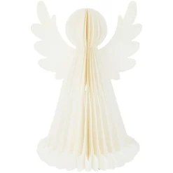 Ange lumineux à piles 6 LED (H28 cm) Papier fermeture magnétique Blanc