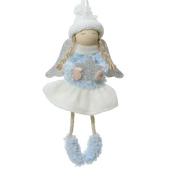 Ange à suspendre (H16 cm) Petite Fille étoilée Bleu