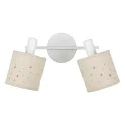 Applique murale 2 abat-jour orientables métal et lin (30 x 17 cm) Estrella Beige