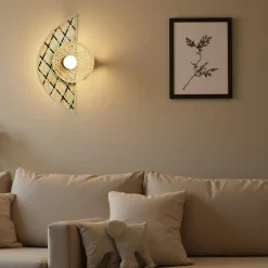 Applique murale en bambou (H50 cm) Ravina Noir et naturel