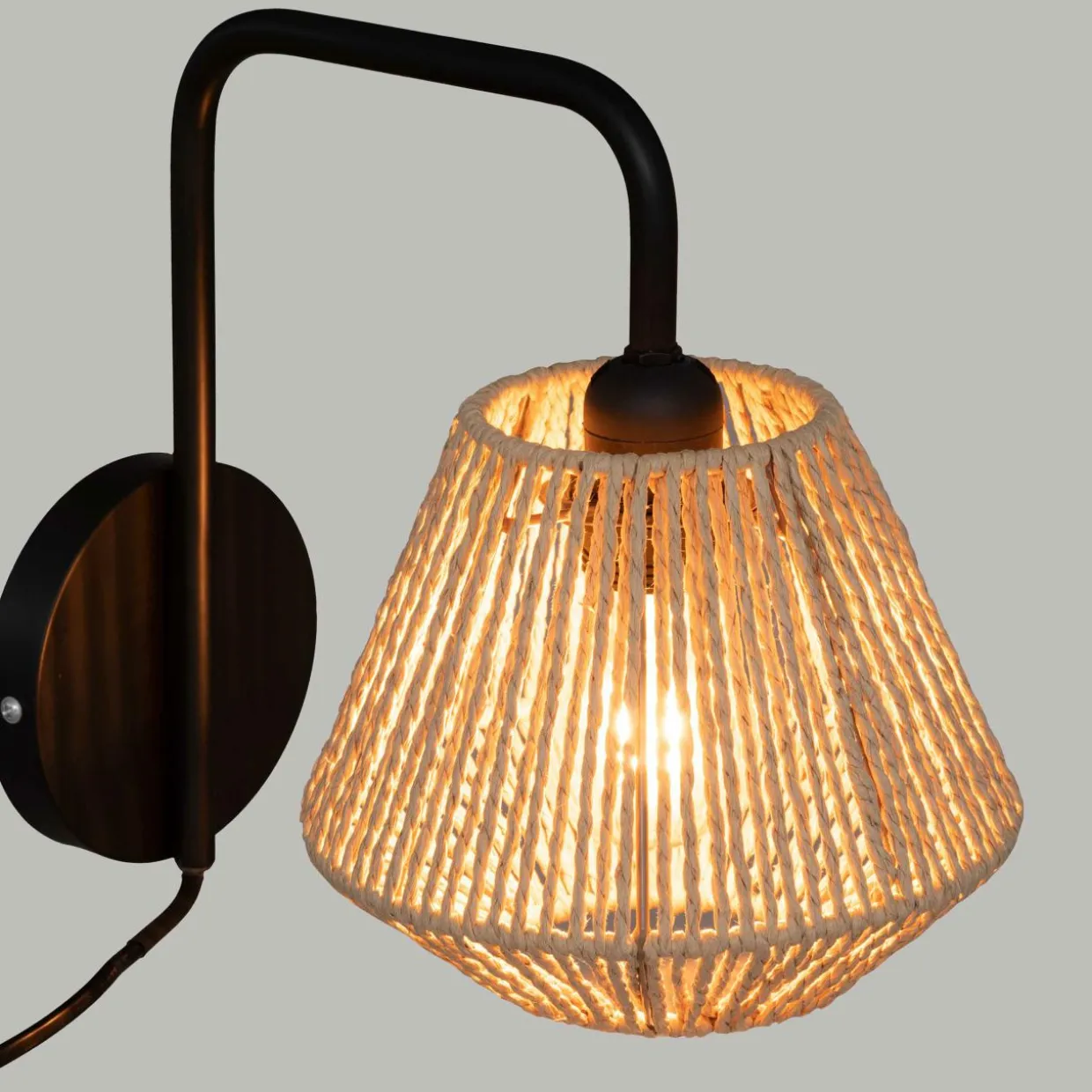 Applique murale en corde (H25 cm) Jily Noir et beige