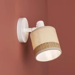 Applique murale orientable métal et rotin (10 x 17,5 cm) Bohemia Beige