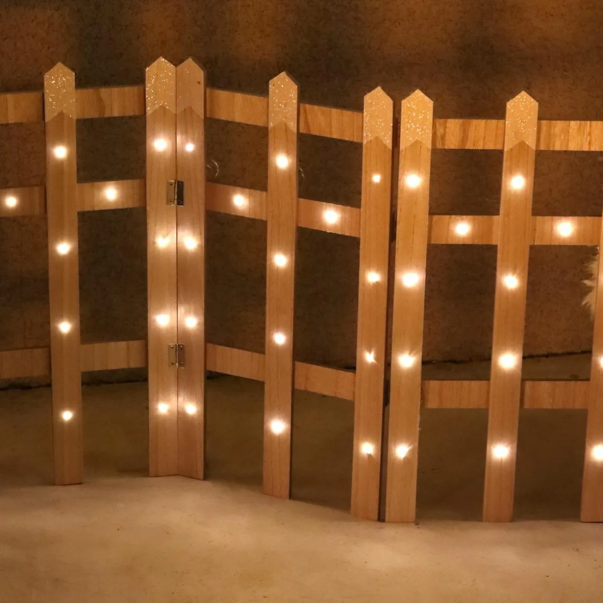 Barrière en bois lumineuse 42 LED (L89 x H59 cm) Blanc chaud