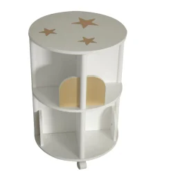 Bibliothèque à roulettes enfant bois (H59 cm) Stars Blanche