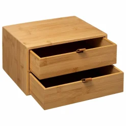 Boite bambou 2 tiroirs (H14 cm) Sury Naturel