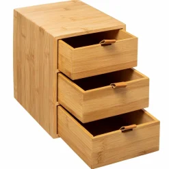 Boite bambou 3 tiroirs (H25 cm) Sury Naturel
