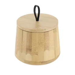 Boite à coton ronde en bambou (D11 cm) Hawaï Naturel