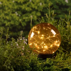 Borne de jardin solaire 30 LED (H28 cm cm) Crystal Orange