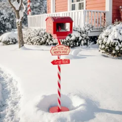 Boîte aux lettres (H120 cm) Lutin et flocons de neige