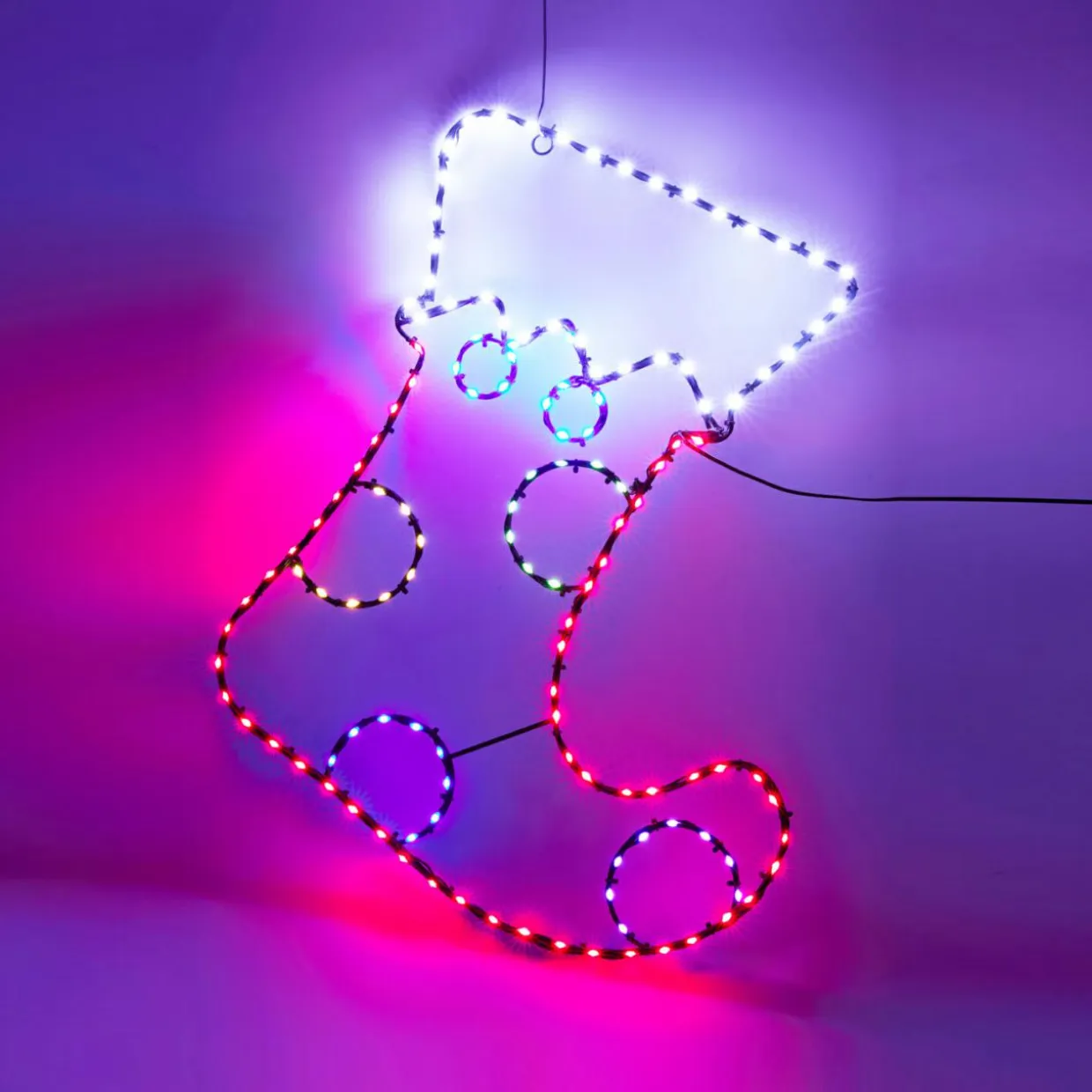Botte du Père Noël 134 LED (H52 cm) Néon effet flash Multicolore