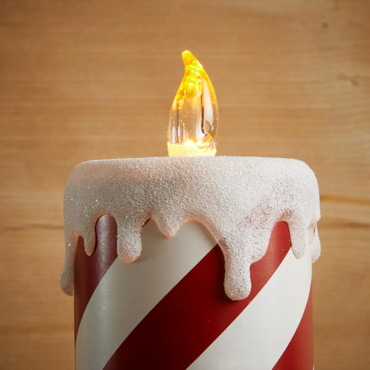 Bougie lumineuse déco LED (H30 cm) Candy Candle Rouge et blanc