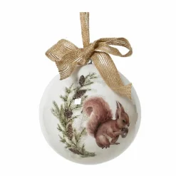Boule de Noël (D100 mm) Écureuil sauvage et noeud Naturel