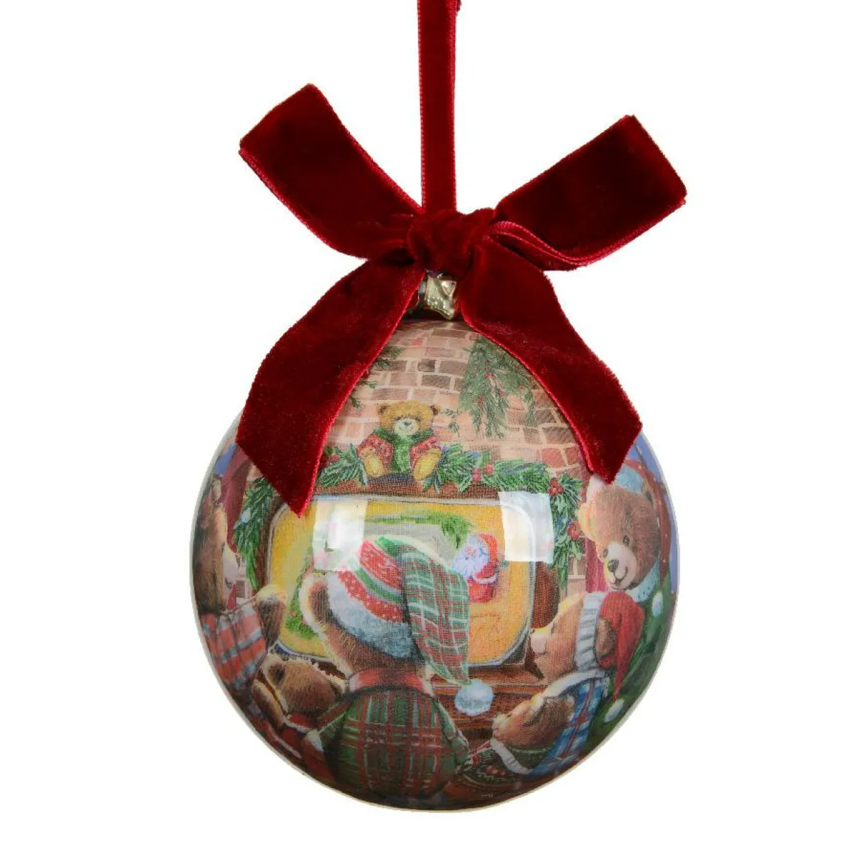 Boule de Noël (D100 mm) Petits oursons Bordeaux
