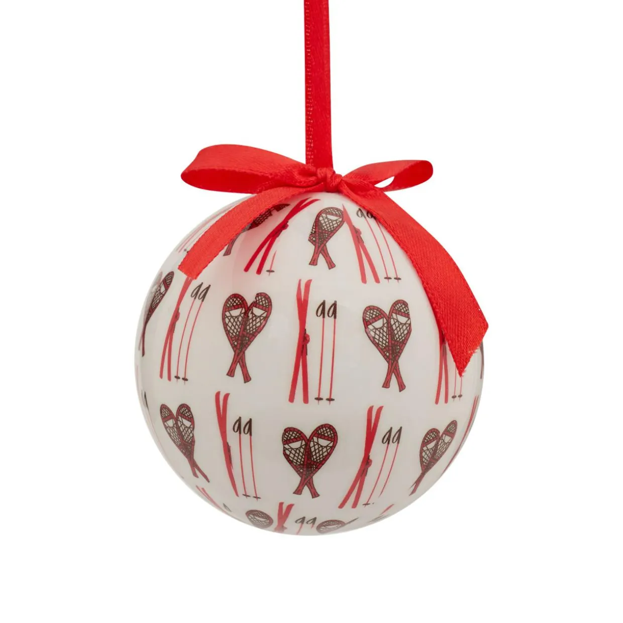 Boule de Noël (D75 mm) Raquette de ski Rouge et blanc