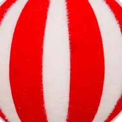 Boule de Noël (D100 mm) Rayures Rouge et Blanc