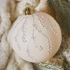 Boule de Noël en verre (D120 mm) Tombée de neige Blanc