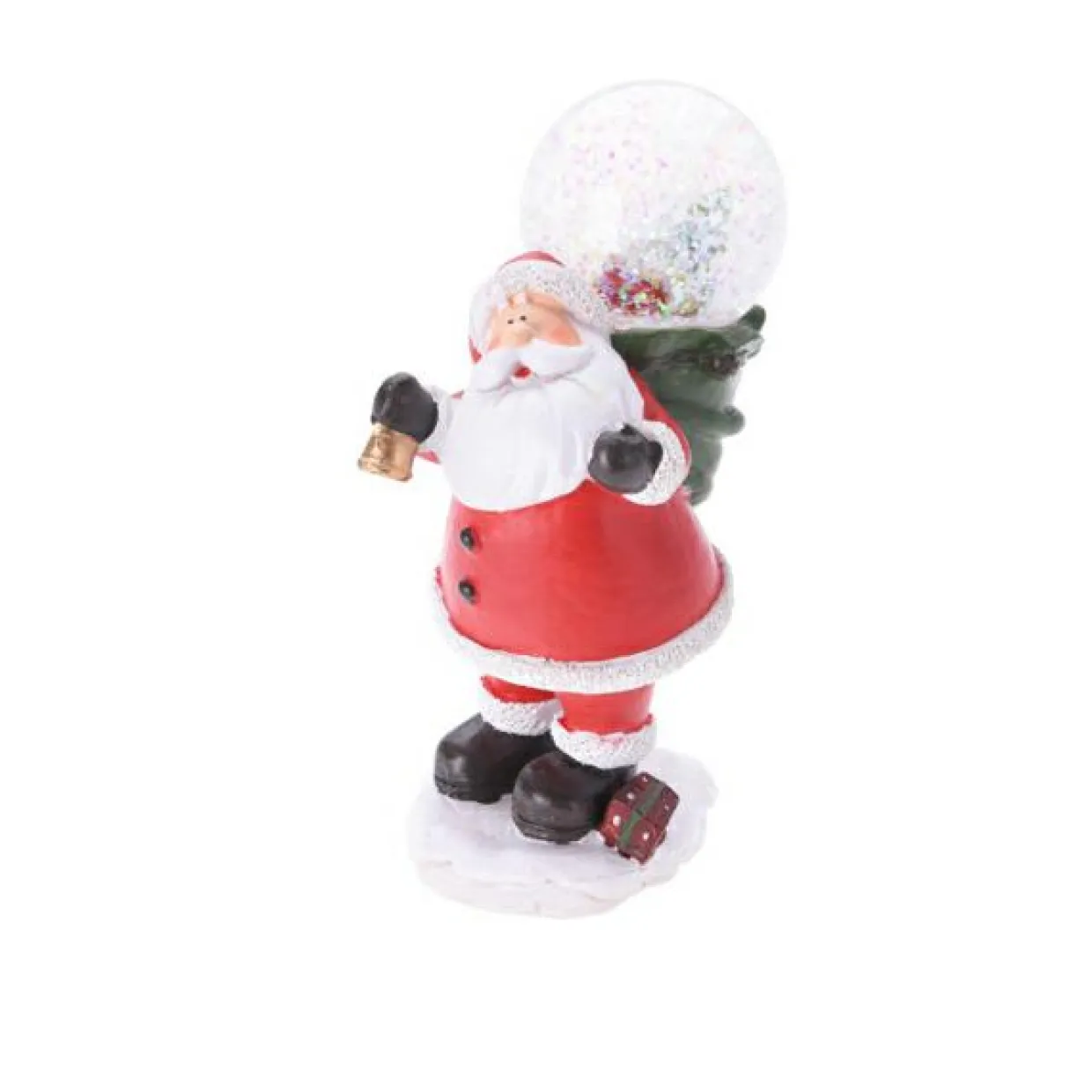 Boule à neige (D13 cm) Petit Papa Noël et cloche Rouge