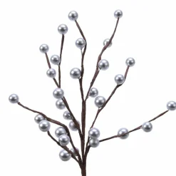 Branche de baies laquées (26 cm) Glace d'argent