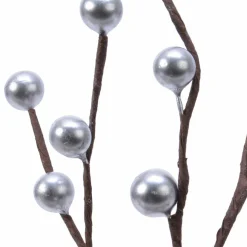 Branche de baies laquées (26 cm) Glace d'argent