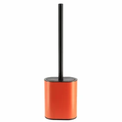 Brosse WC à tête plate Black line Terre de sienne/Noir