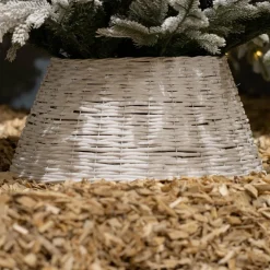 Cache pied de sapin en osier (D70 cm) Saule tressé Blanc
