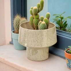 Cache-pot en métal (H16 cm) Terrazzo Beige