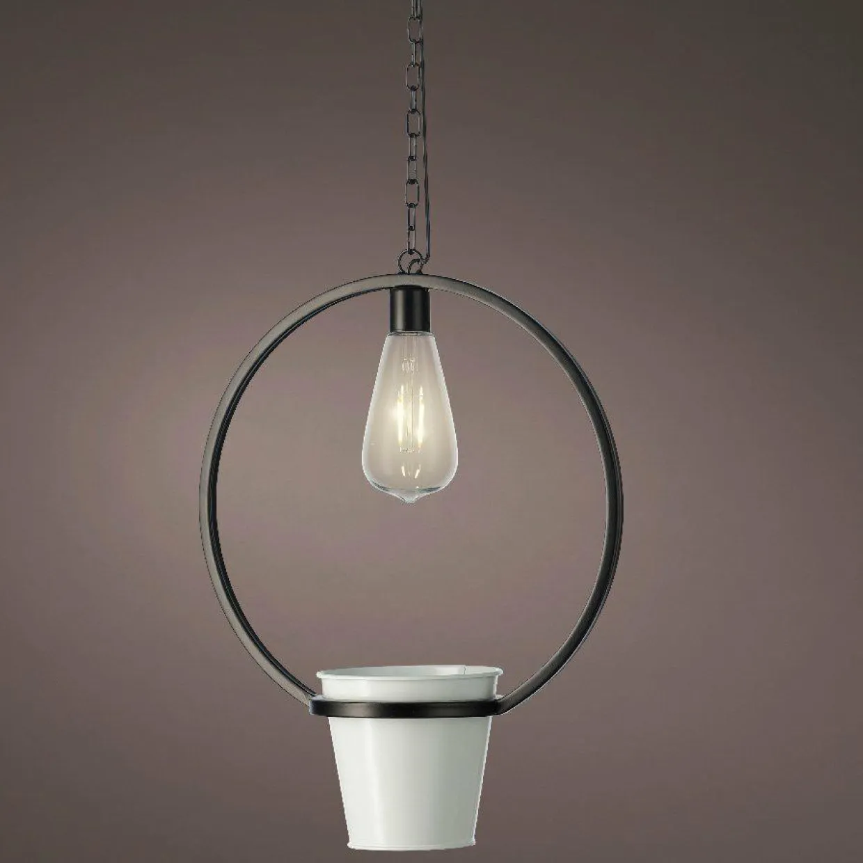 Cache-pot lumineux à suspendre (H98 cm) LED Jiny - Blanc