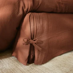 Cache-sommier Gaze de coton (90 x 190 cm) Gaïa Terracotta
