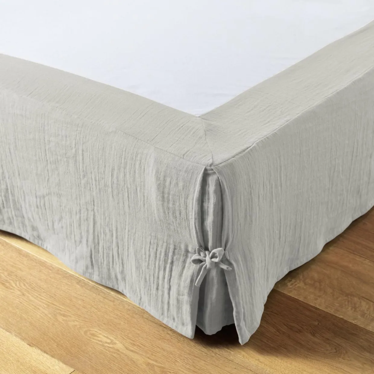 Cache-sommier Gaze de coton (140 x 190 cm) Gaïa Gris nuage