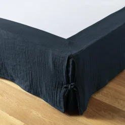 Cache-sommier Gaze de coton (180 x 200 cm) Gaïa Bleu nuit