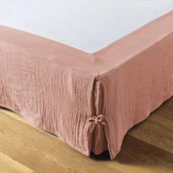Cache-sommier Gaze de coton (90 x 190 cm) Gaïa Rose pêche