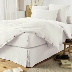 Cache-sommier Gaze de coton (180 x 200 cm) Gaïa Blanc chantilly
