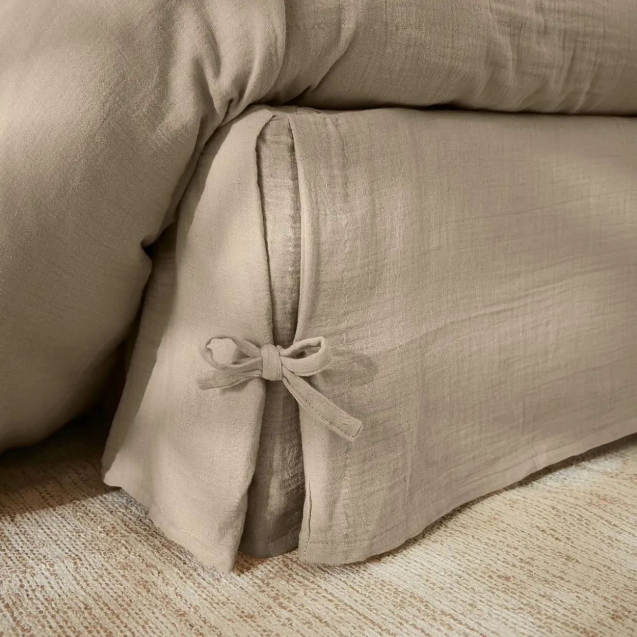 Cache-sommier Gaze de coton (180 x 200 cm) Gaïa Ficelle