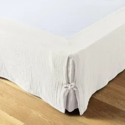Cache-sommier Gaze de coton (90 x 190 cm) Gaïa Blanc chantilly