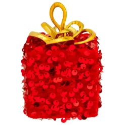 Cadeau de Noël à suspendre (H10 cm) Sequins Rouge
