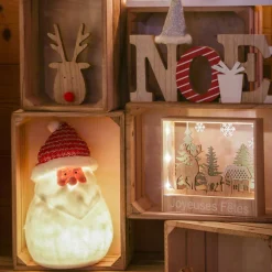 Cadre en bois lumineux à piles (H16 cm) Rennes Blanc chaud