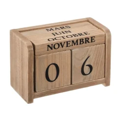 Calendrier perpetuel en bois (H7,5 cm) Colonial