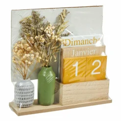 Calendrier perpetuel (24 x H17 cm) Fleurs séchées
