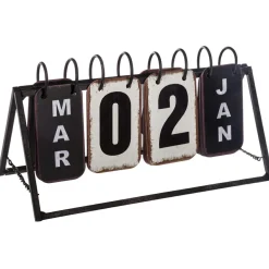 Calendrier à poser en métal (H14 cm ) Vintage Noir