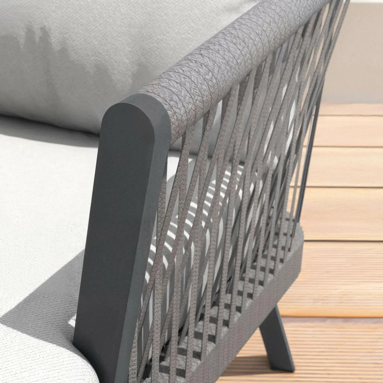 Canapé de jardin en aluminium 3 places Amalfi Gris anthracite et gris clair