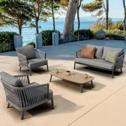 Canapé de jardin en aluminium 2 places Amalfi Gris anthracite