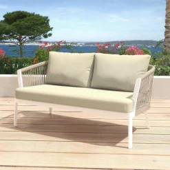 Canapé de jardin en aluminium 2 places Amalfi Blanc et beige