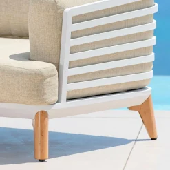Canapé de jardin en aluminium 3 places Monte Carlo Blanc et beige