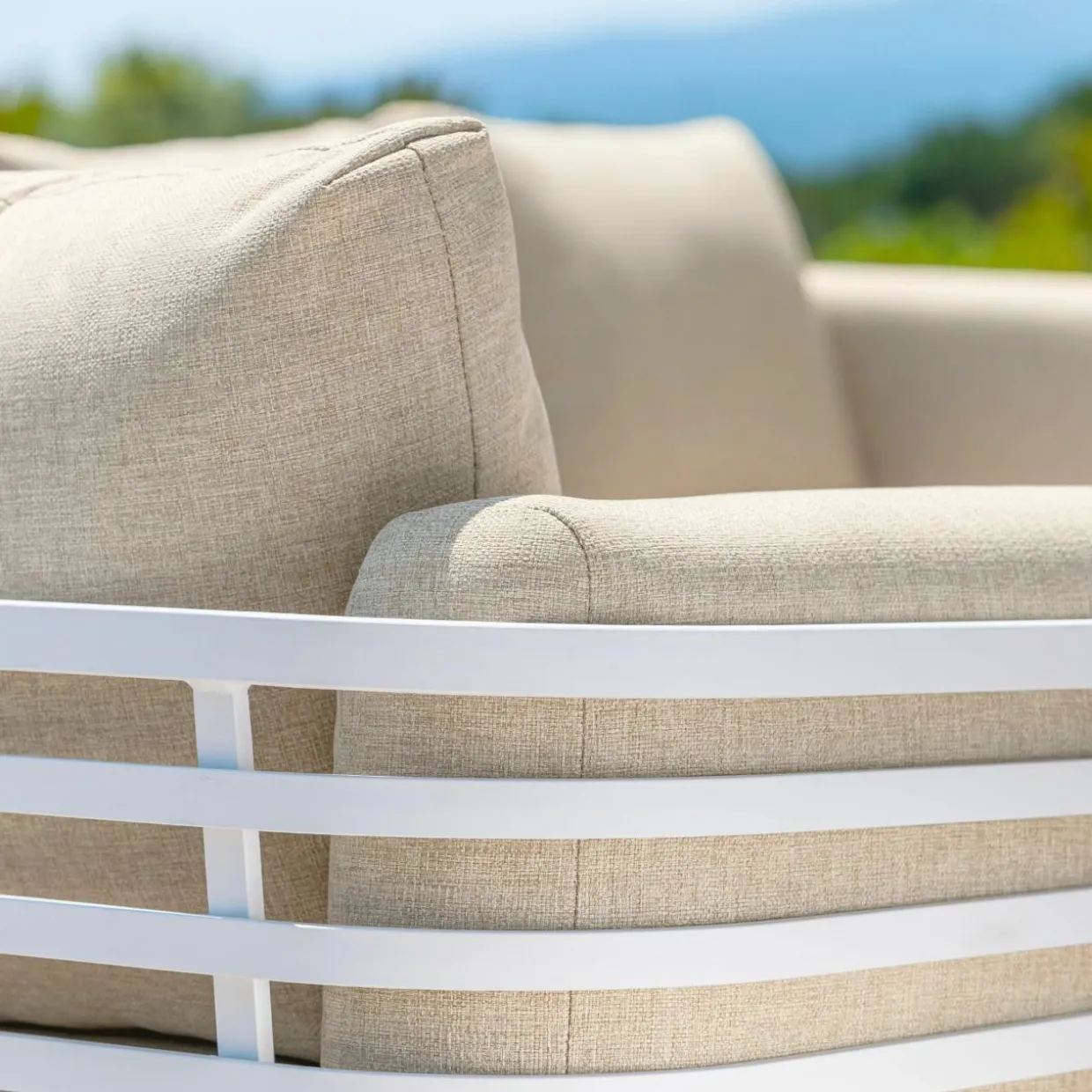 Canapé de jardin en aluminium 3 places Monte Carlo Blanc et beige