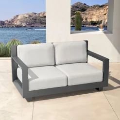 Canapé de jardin en aluminium 2 places Elba Gris anthracite et gris clair