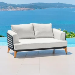 Canapé de jardin en aluminium 2 places Monte Carlo Gris anthracite et gris clair